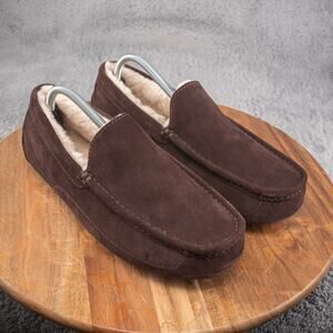 UGG ASCOT LOAFER SLIPPER MENS US 9 DUSTED COCOA‎ SUEDE WOOL LINED